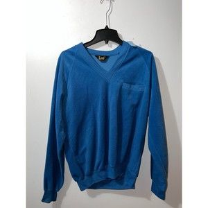 VTG Blue Lee V-Neck Sweater w/ Pocket - Men's Size L Large, Made in USA